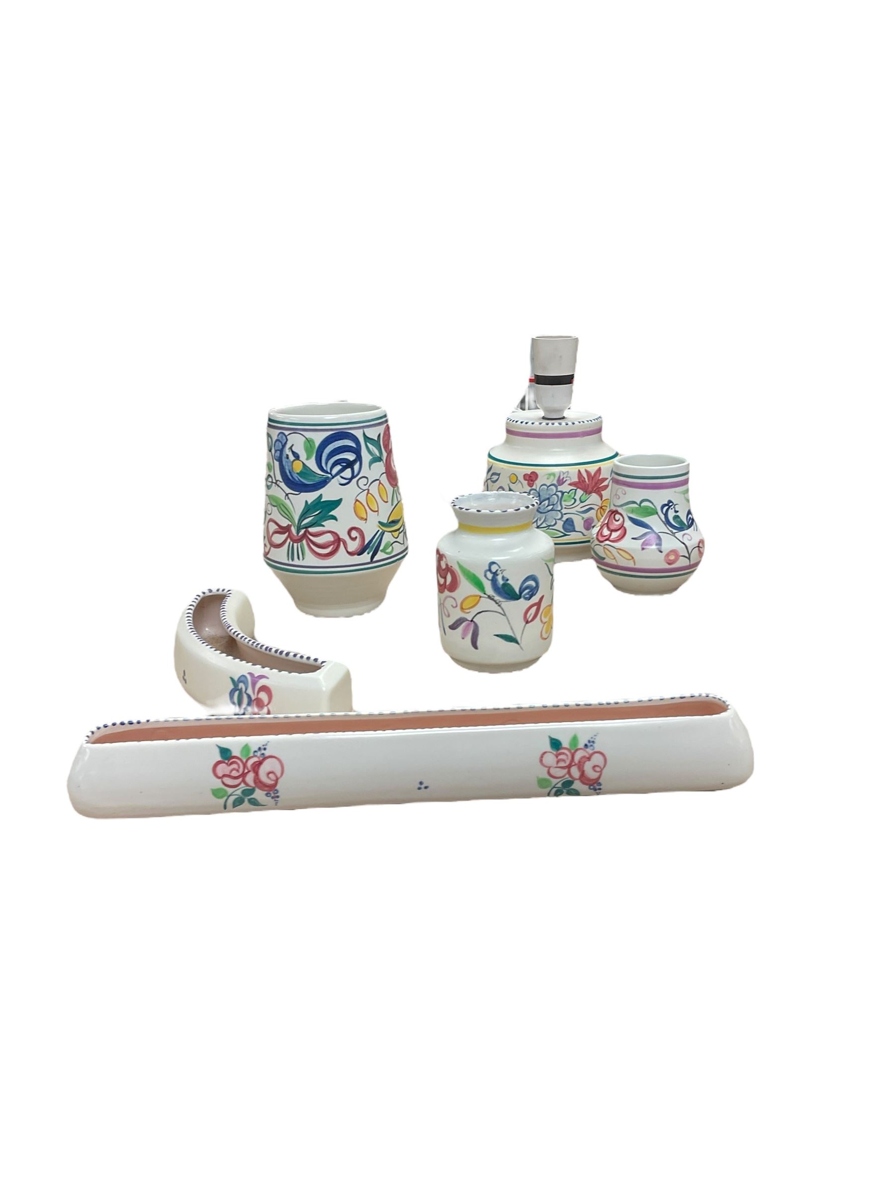 Poole Pottery, floral pattern table lamp together with vases, trinket dishes etc, table lamp H20cm 