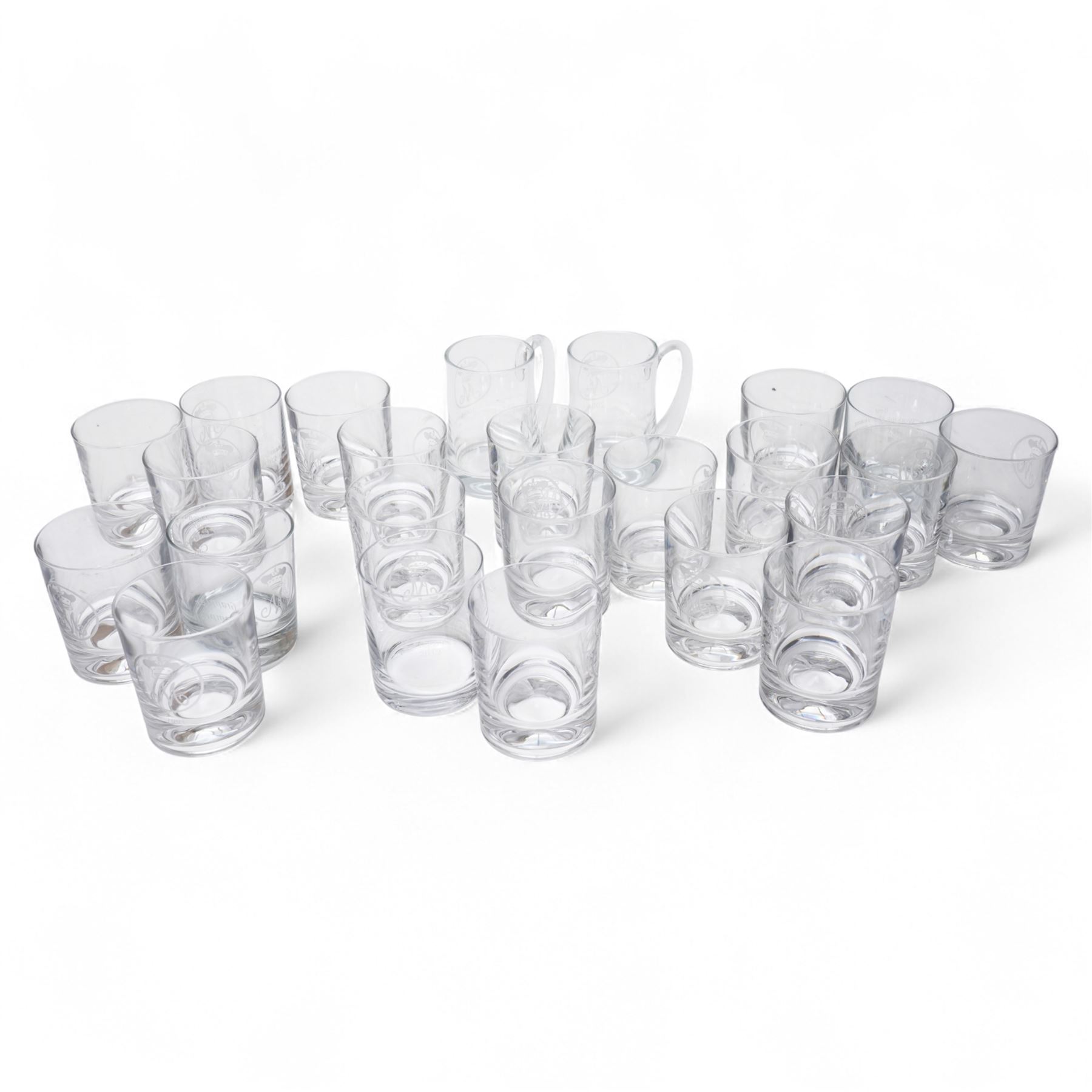 Collection of twenty four Middleton Hunt glass tumblers and tankards etched with the names of various horses
From the Kirkham Hall Attic & Cellar Collection, sold without reserve