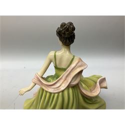 Five Royal Doulton figures from the Pretty Ladies collection, comprising Spring Ball HN5467, Autumn Ball 5465, Summer Ball HN5464, Summer HN5322 and Spring HN5321