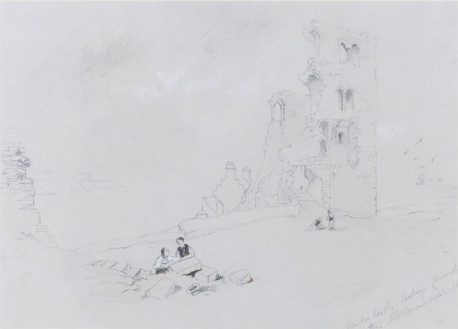 John Wilson Carmichael (British 1800-1868): 'Scarborough from the North West' and 'Scarborough Castle looking towards the North', pair of pencil sketches signed titled and dated 1835?, 24cm x 34cm (2)