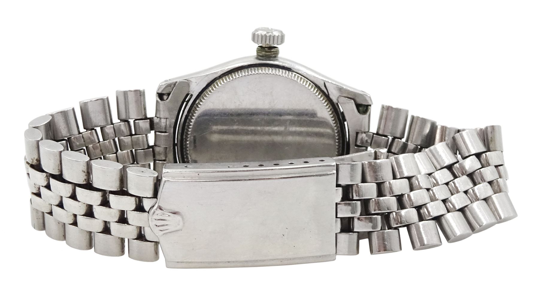 Tudor Oyster gentleman's stainless steel manual wind wristwatch, Ref. 7903, case No. 77385, on stainless steel strap with Rolex fold-over clasp