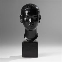 Manner of Nguyen Thanh Le (Vietnamese 1919-2006): Head of a Woman, bronze bust with indist...