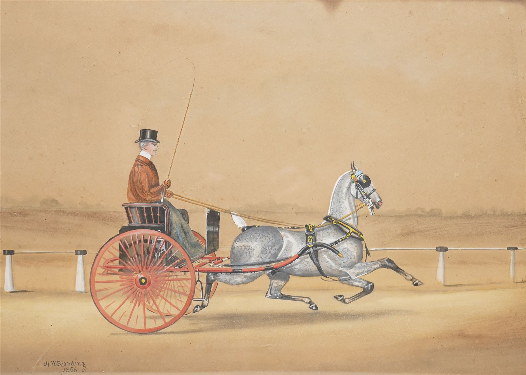 Henry William Standing (British 1894–1931): Gentleman in Horse-drawn Cart, watercolour signed and dated 1896 37cm x 50cm