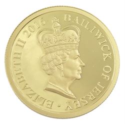 Queen Elizabeth II Jersey 2016 '90th Birthday' 22ct gold proof one pound coin, cased with certificate
