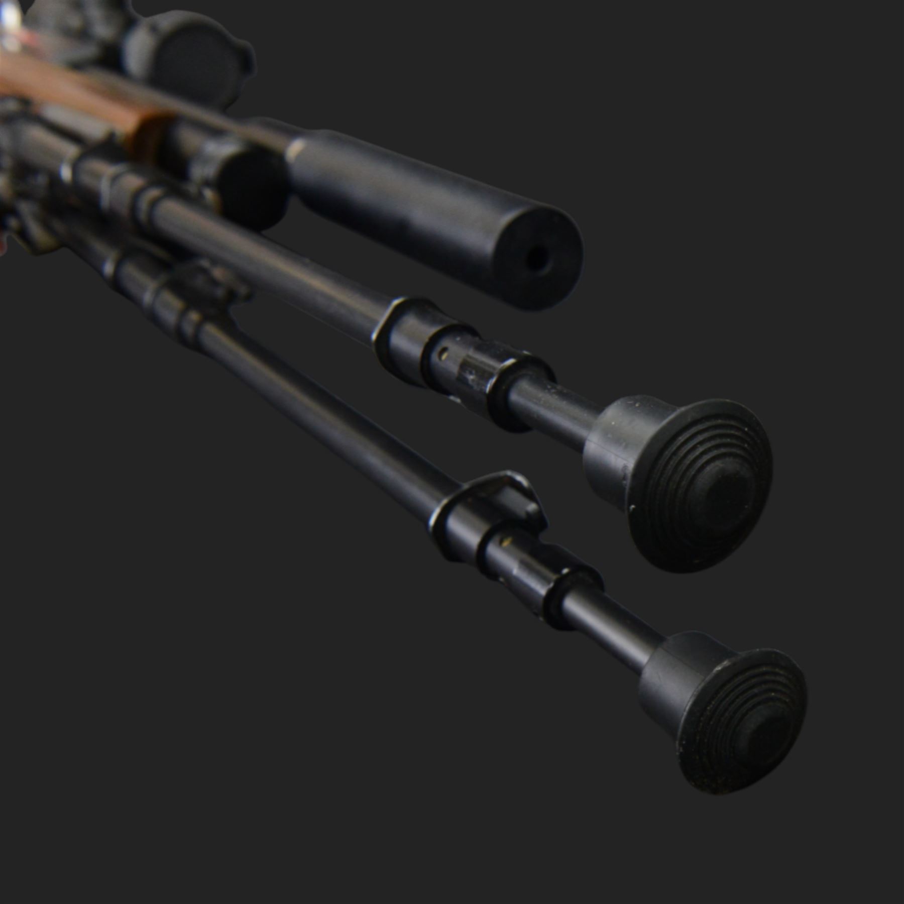 Logun MK2 22 Cal. air rifle, serial no 25885, with ASG fitted sight, bi-pod stand and fitted moderator  