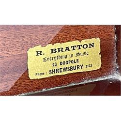 Kemble - Mini X miniature upright piano in sapele mahogany case, with an iron overstrung frame, underdamper action, original hammers, dampers and felts, with sustain and sostenuto pedals, 88 keys (seven octave) keyboard. 