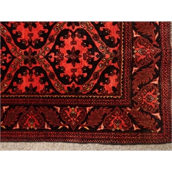  Eastern red ground wool rug, repeating border, 150cm x 103cm  