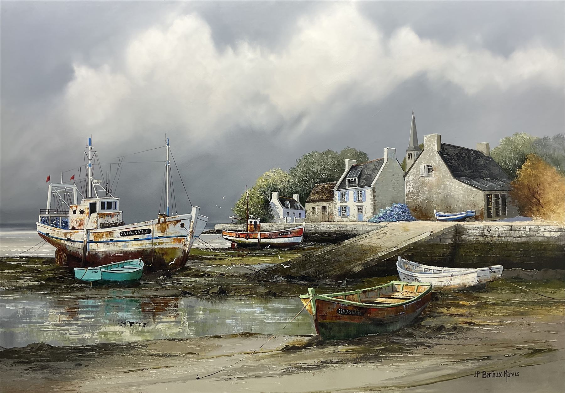 Jean-Pierre Bertaux-Marais (French 1936-): 'Le Mortbitam', oil on canvas signed, titled verso 81cm x 116cm 