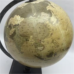 20th century terrestrial globe, raised on square wooden base, H44cm