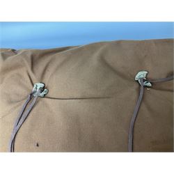 WW2 British Army RAMC 'Regimental Medical Pannier', well marked externally and dated 1941, stamped May 1943 internally, canvas covered wicker form with leather edges, hinged top and fall front with two rope carrying handles, fitted iron locking straps with securing chains; contains various unused field dressings and bandages with WW2 dates and two pillows; original label under lid L79cm