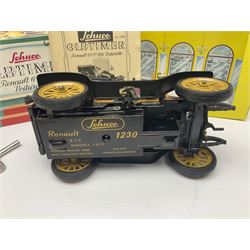 Schuco - four boxed Old Timer series tin-plate model cars comprising two 1228 Opel Doktor-Wagen 1909, one in yellow and another in blue, 1229 Mercedes Simplex anno 1902, and 1230 Renault 6CV/1911 Voiturette 