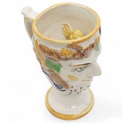 Victorian lustre and Prattware, including a pearlware Bacchus jug and hidden frog cup in the form of a Satyr, together with three other jugs, tallest H12.5cm (6)