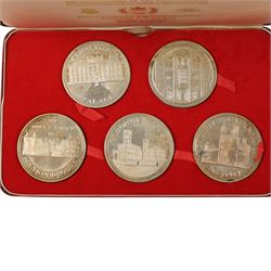 The Department of the Environment 'Silver Jubilee Medallion Set', set of five silver proof medallions, issued by The Tower Mint, cased with certificate