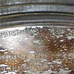 Victorian Elkington & Co copper charger, embossed with a Neo Classical scene 'A Pompeian Lady at her Toilet' after Léonard Morel-Ladeuil (1820-1888), with makers stamp verso, D51cm