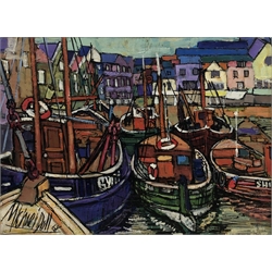 Michael Doll (20th Century): Fishing Boats in Scarborough Harbour, oil on board signed and dated '68, 44cm x 59cm