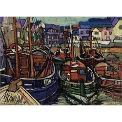 Michael Doll (20th Century): Fishing Boats in Scarborough Harbour, oil on board signed and dated '68, 44cm x 59cm
