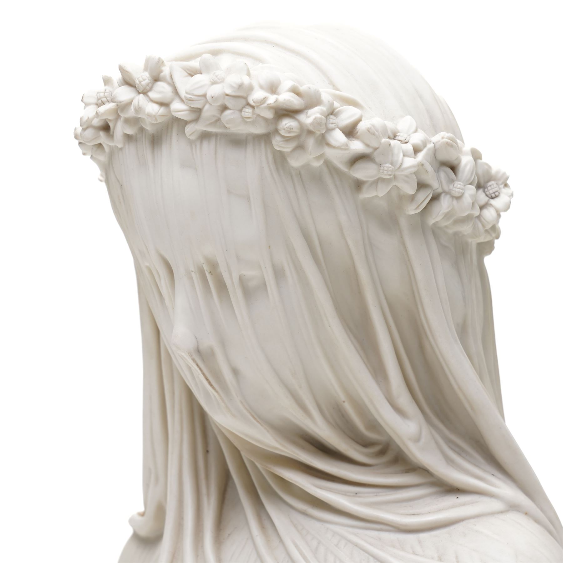 After Monti, Raffaele - 'The Bride', 19th century Copeland Parian bust, stamped Copeland and incised R Monti 1861 to the back, impressed Ceramic Crystal Palace Art Union to underside, H37cm
