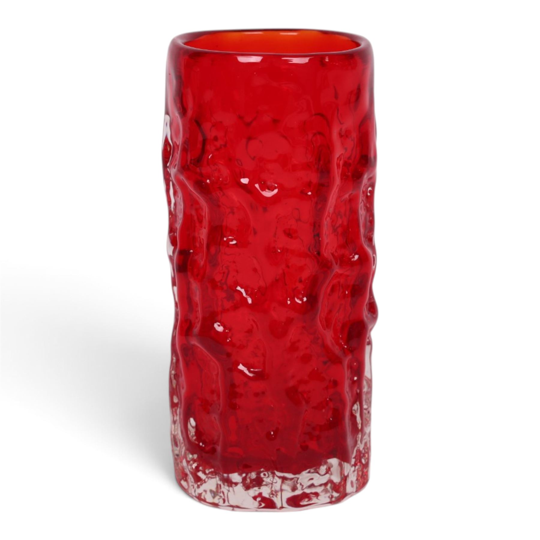 Geoffrey Baxter Whitefriars Tree bark vase, in red, H15cm