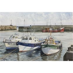 Arthur A Wilson (British 20th Century): 'Angling Boats - Bridlington Harbour