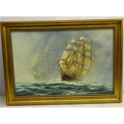 John E. Fox (British 20th century): 'Sea Squall', oil on canvas signed and dated 1985, titled verso 29cm x 45cm  