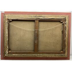 Joseph Henderson RSW (Scottish 1832-1908): ’Cleaning the Nets’ with a Rowing Boat on the Shore, oil on canvas signed, titled on the stretcher 70cm x 111cm