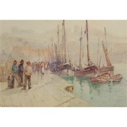 Frank Rousse (British fl.1897-1917): Whitby Quayside, watercolour signed 23cm x 33cm