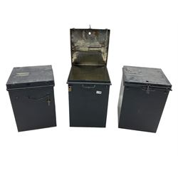 Three metal ballot boxes 