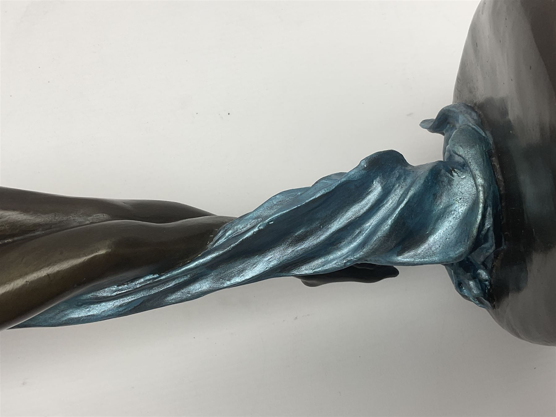 After Joseph Michel Ange Pollet, bronze nude figure of a woman, upon an oval marble base, H46cm