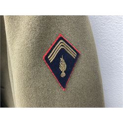 WW2 French Artillery Officer's greatcoat; bears label 'P. Vauclair 40 Boul. du Montparnasse Paris (inscribed to) Mr. Babin Le 17/4/40 No.674'