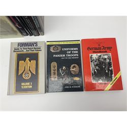 Excellent collection of twelve German Third Reich reference books including four by Adrian Forman - Guide to Third Reich German Awards and Documents, ........ Documents and Their Values. Volumes one and two. Both limited edition and signed by the author; and Bravery, Courage & Valour - Decorations and Awards of the Third Reich; D.E. Bowen: The Prussian & German iron Cross. Signed by the author; Ulric of England: Collecting Third Reich 'SS' and Political Cuffbands. Two volumes; Don Boyle: 'SS' Totenkopf H. Himmler Ring 1933-1945. 2nd printing. Signed by the author and inscribed to 'Adrian' (Forman); and four others (12)