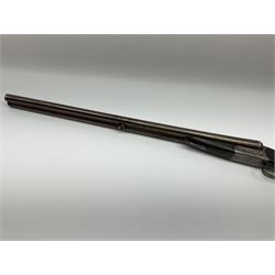 Lincoln Jeffries 12-bore side-by-side double barrel lightweight boxlock non-ejector sporting gun,  out-of-proof 66cm damascus barrels with sunken ribs, profusely engraved action, Prince of Wales walnut stock with chequered pistol grip and fore-end and thumb safety, sling swivels under barrel and stock, serial no.2139(?), L107.5cm overall RFD ONLY