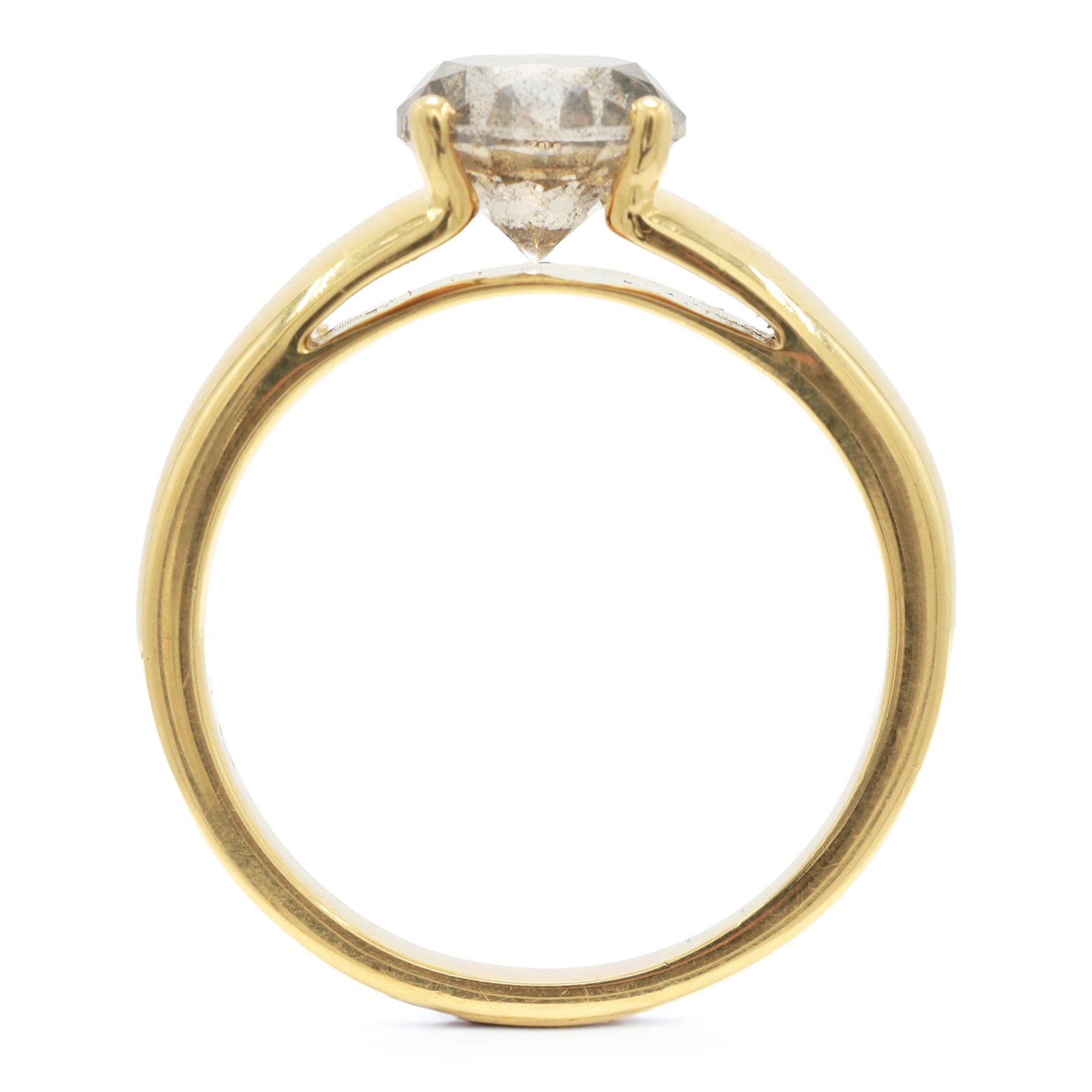 18ct gold diamond ring, four claw set with a single round brilliant cut diamond of approx 2.20 carat, stamped 750
