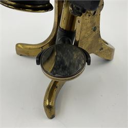 Brass monocular microscope, unbranded, H32cm