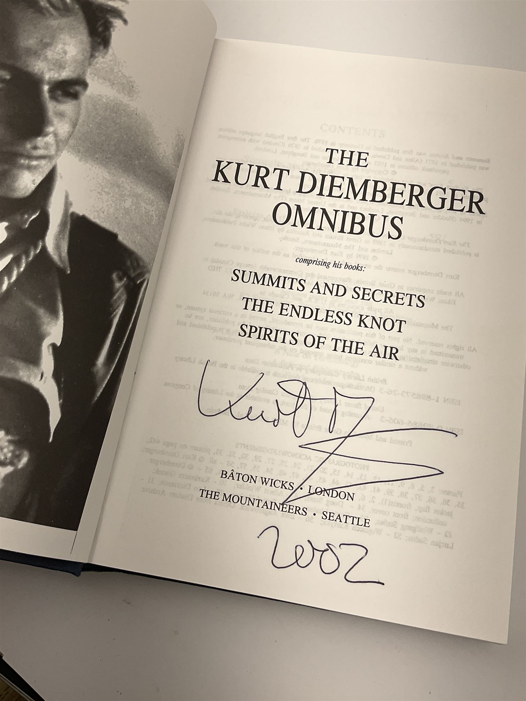 Mostly signed book relating to climbing or mountaineering including 'Hanging On' by Martin Boysen, 'One Day As A Tiger' by John Porter, 'Toughing It Out' by David Hempleman-Adams, 'The White Line' by Andy Cave etc (6)