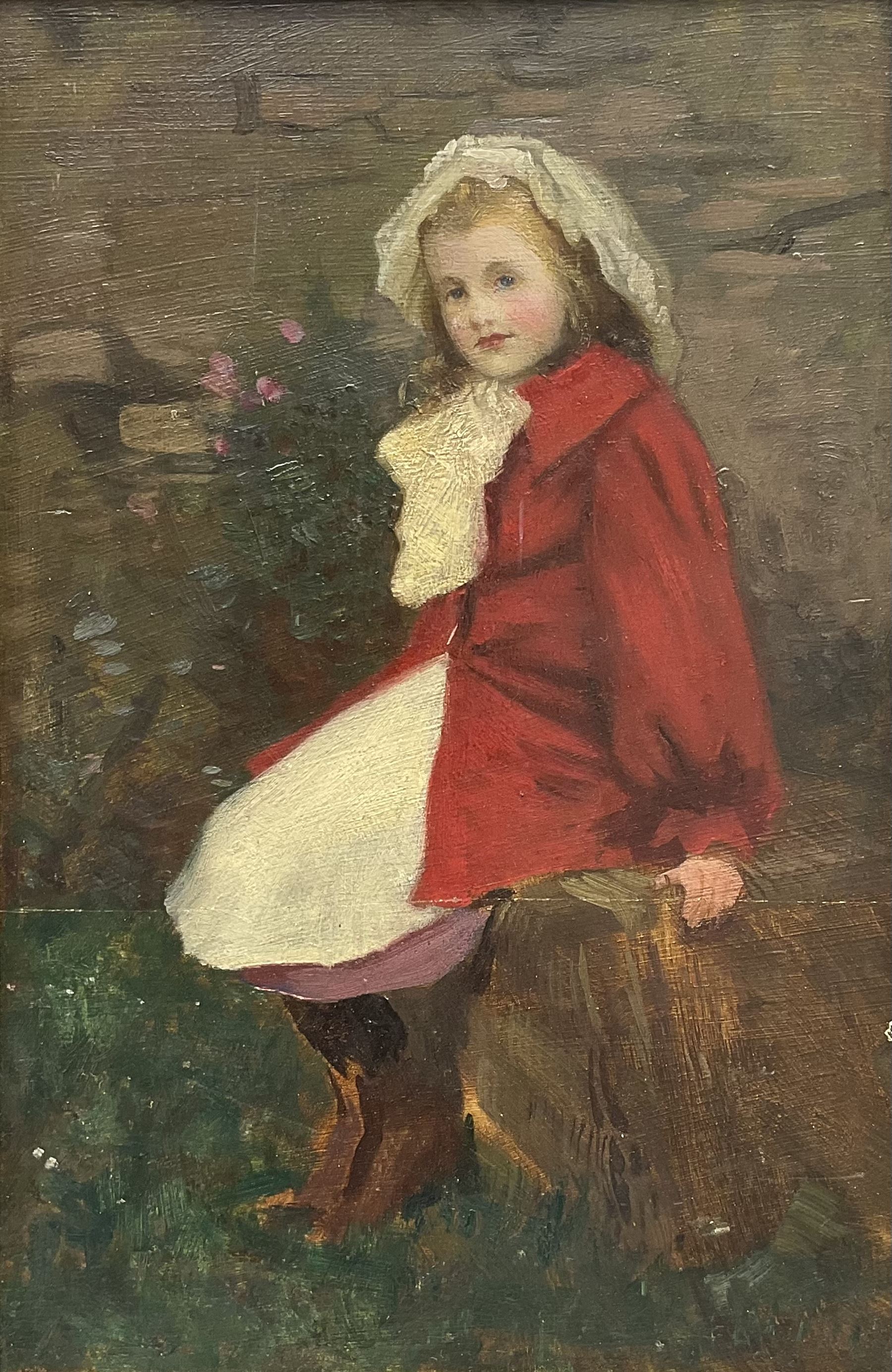 Frederick (Fred) Appleyard (British 1874-1963): Full Length Portrait of 'Cissie Pugh', oil on board unsigned, label verso 26cm x 17cm 
Provenance: Dee, Atkinson & Harrison 29th November 2013 Lot 591