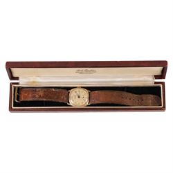 9ct gold manual wind wristwatch by J.W Benson, London silvered dial with subsidiary second...