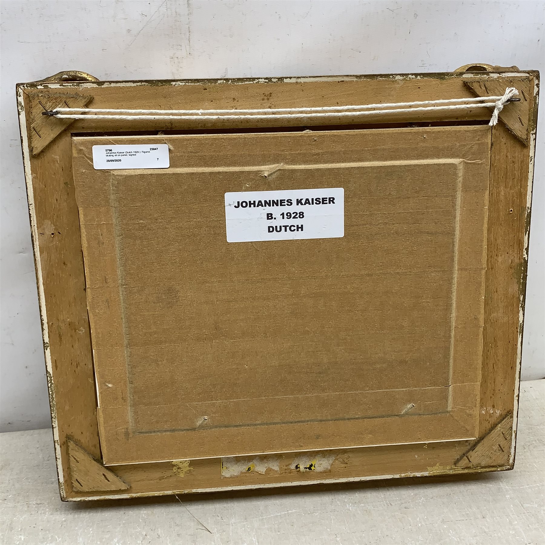 Johannes Kaiser (Dutch 1928-): Figures Skating, oil on panel signed 18cm x 24cm