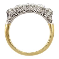 Early 20th century gold old cut five stone diamond ring by Charles Green & Sons, stamped CG&S 18ct, total diamond weight approx 1.50 carat
