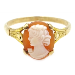  9ct gold cameo ring with open shoulders hallmarked  