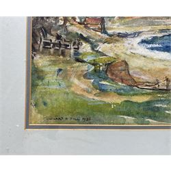 Rowland Henry Hill (Staithes Group 1873-1952): Runswick Bay, watercolour signed and dated 1938, 33cm x 52cm