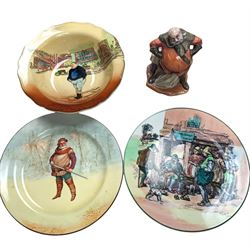 Royal Doulton ceramics, to include Falstaff figure and plate, Dickens Ware The Fat Boy bowl and one other plate