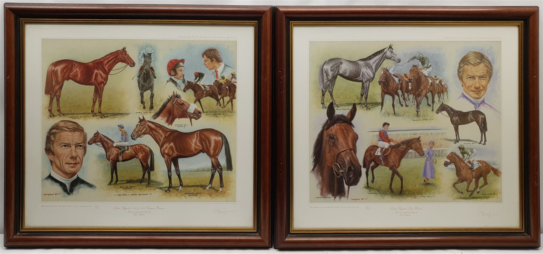 Peter Deighan (Irish 1941-): Lester Piggot, set four limited edition prints signed and numbered 50/850 in pencil pub. Curragh Fine Art 1985, 44cm x 53cm