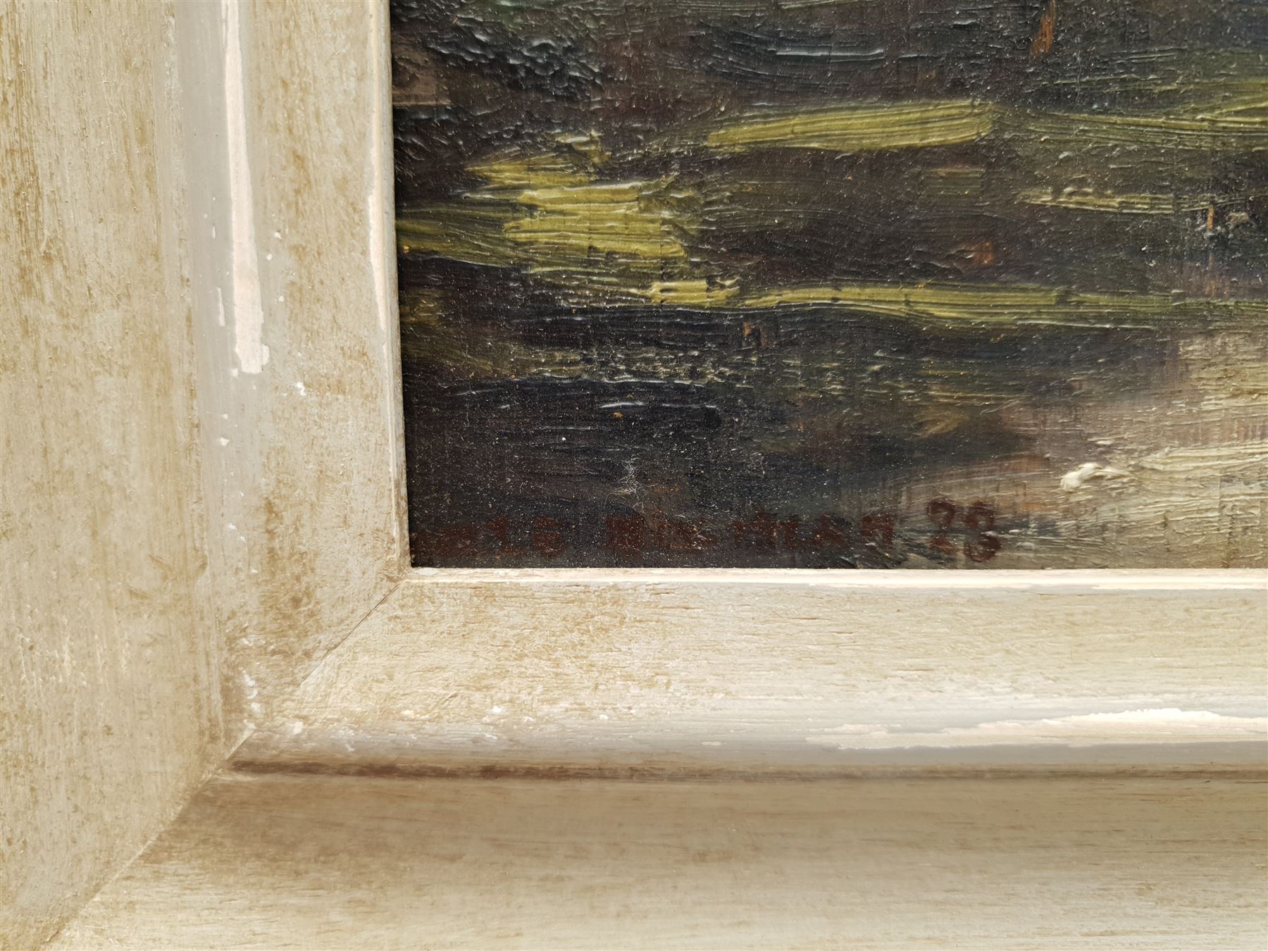 Paule Bisman (Belgian 1897-1973): Franc-Waret Castle, pair oils on panel signed and dated 1923, titled verso 26cm x 20cm