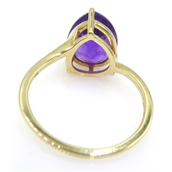  9ct gold pear shaped amethyst ring hallmarked  