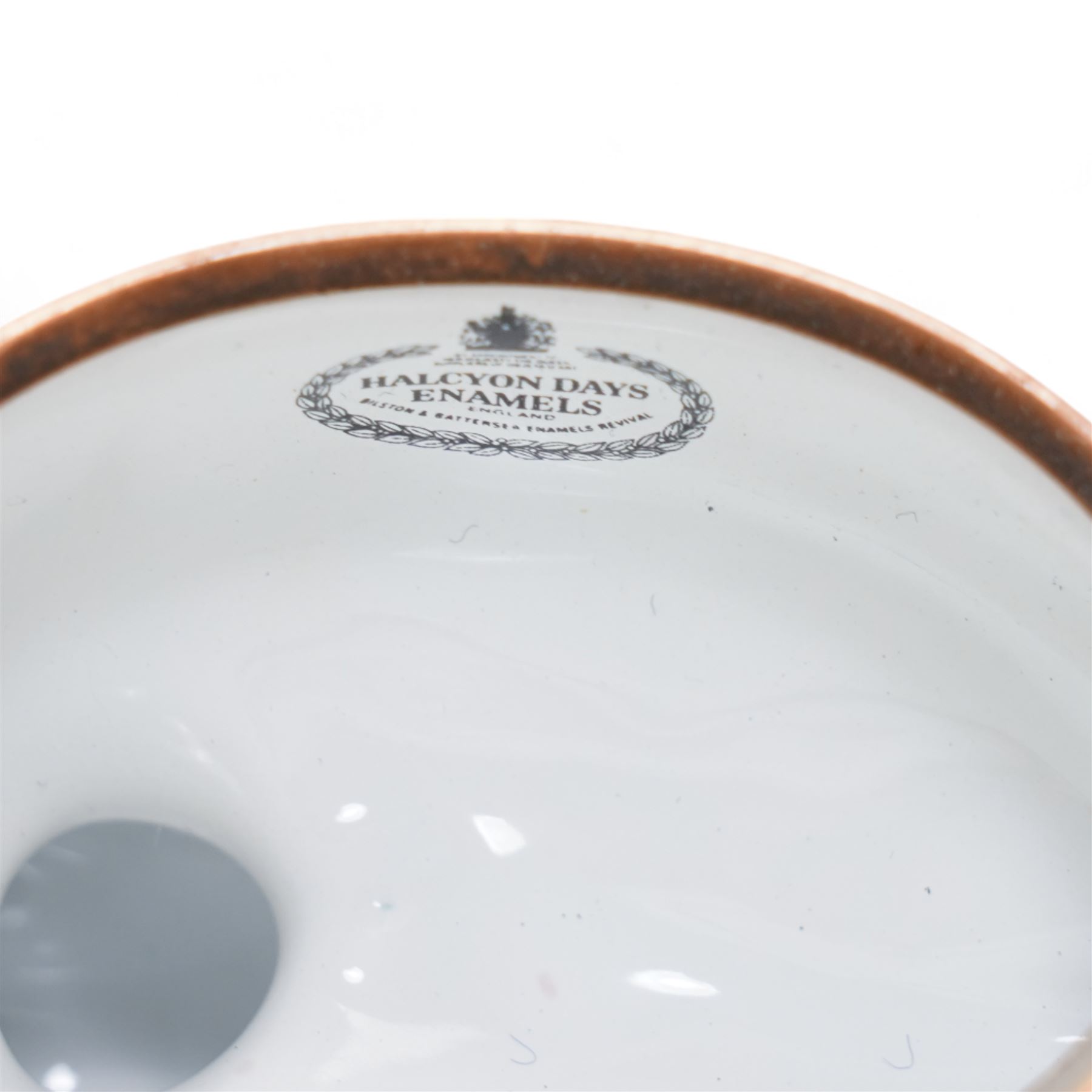 Three Halcyon Days enamel bonbonnieres comprising a mallard, panda and frog, H7cm max (3)