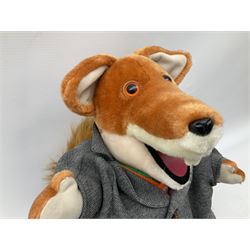 Vintage Basil Brush plush toy, in a tartan jacket together with a talking Basil Brush plush toy, tallest example H46cm