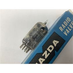 Collection of Mazda thermionic radio valves/vacuum tubes, including EH90, U26, PCF84, U26 approximately 55