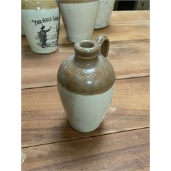 Group of 19th century Scottish stoneware alcohol flagons, including a pictorial 