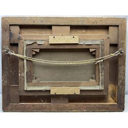 Attrib. Edgar Barclay (British 1842-1913): Wayside Camp, pair oils on canvas, one signed 'Barclay' 24cm x 40cm (2)