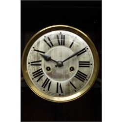  Early 20th century walnut and beech cased wall clock, twin train movement striking on single rod, H73cm  